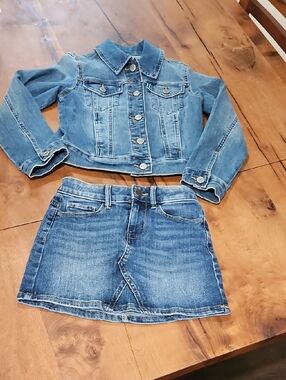 SO Light Blue Denim Jean Jacket & Skirt Set Size 7